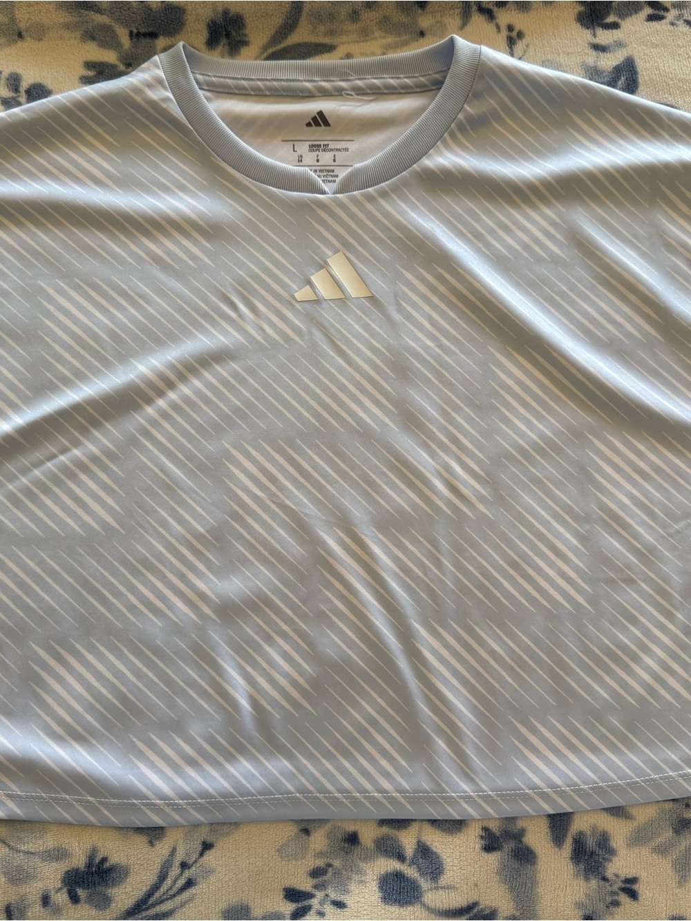 NWT adidas Kids Light Blue Short Sleeve Athletic Soccer Tee Size L(14)